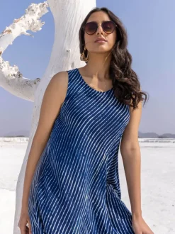 Moon Indigo Asymmetrical Sleeveless Dress