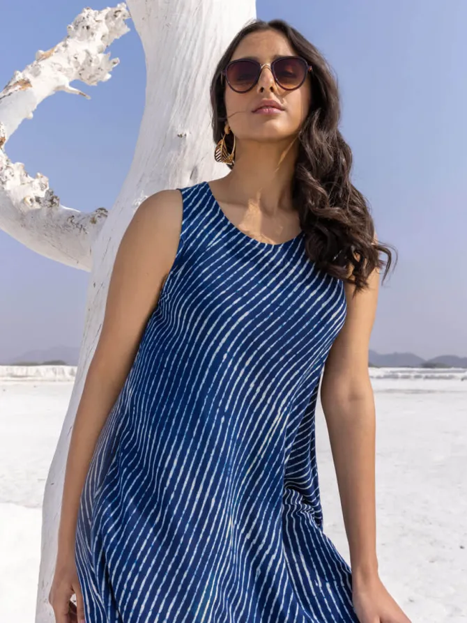Moon Indigo Asymmetrical Sleeveless Dress