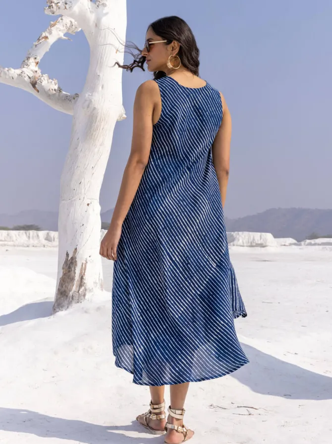 Moon Indigo Asymmetrical Sleeveless Dress