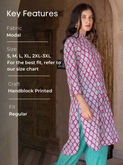 Mrida Block Printed Cotton Kurta
