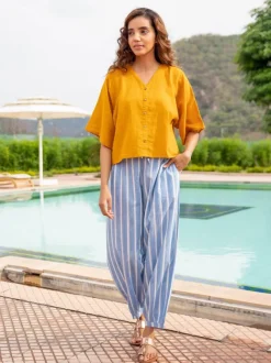 Mustard Cotton Slub Short Top