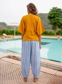Mustard Cotton Slub Short Top