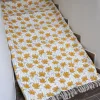 Mustard Lotus Block Printed Cotton Dhurrie Rug