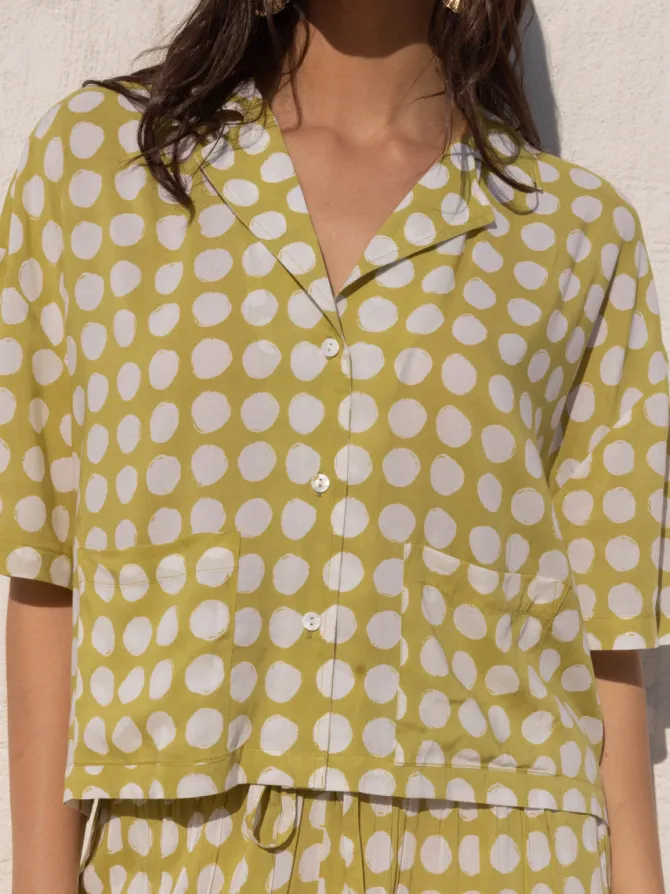 Natasha Green Polka Modal Shirt Top