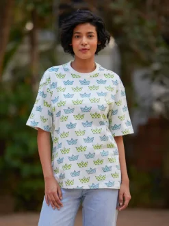 Nav Hand Block Printed Comfort Fit T-shirt