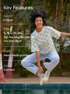 Nav Hand Block Printed Comfort Fit T-shirt
