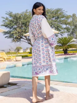 Neerja Luxury Block Printed Cotton Bath Robe