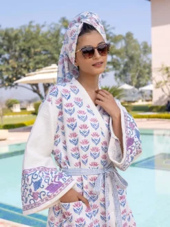 Neerja Luxury Block Printed Cotton Bath Robe