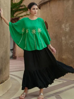 Nia Embroidered Poncho Top