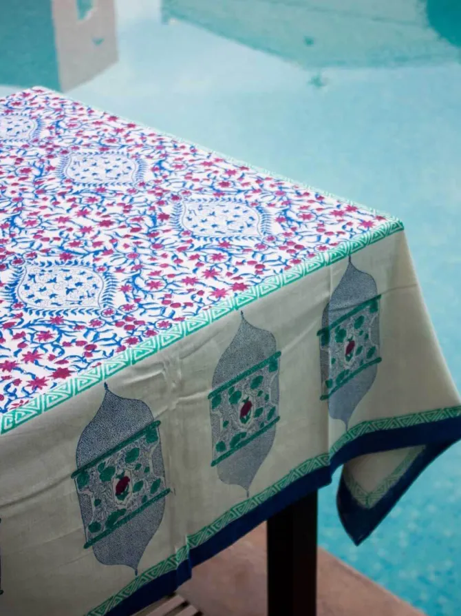 Noor Block Printed Cotton Table Cover