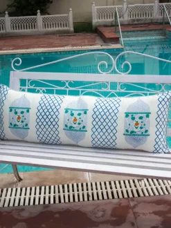 Noor Block Printed Cotton Cushion Cover - 16 X 48 Inch