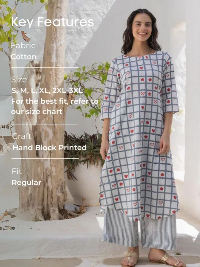 Nora Hand Block Cotton Kurta