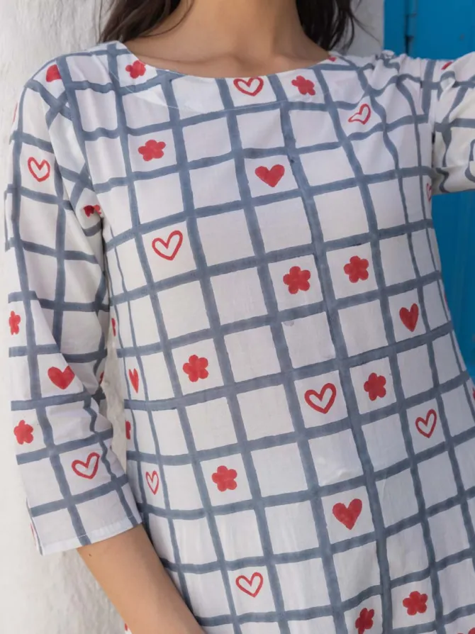 Nora Hand Block Cotton Kurta