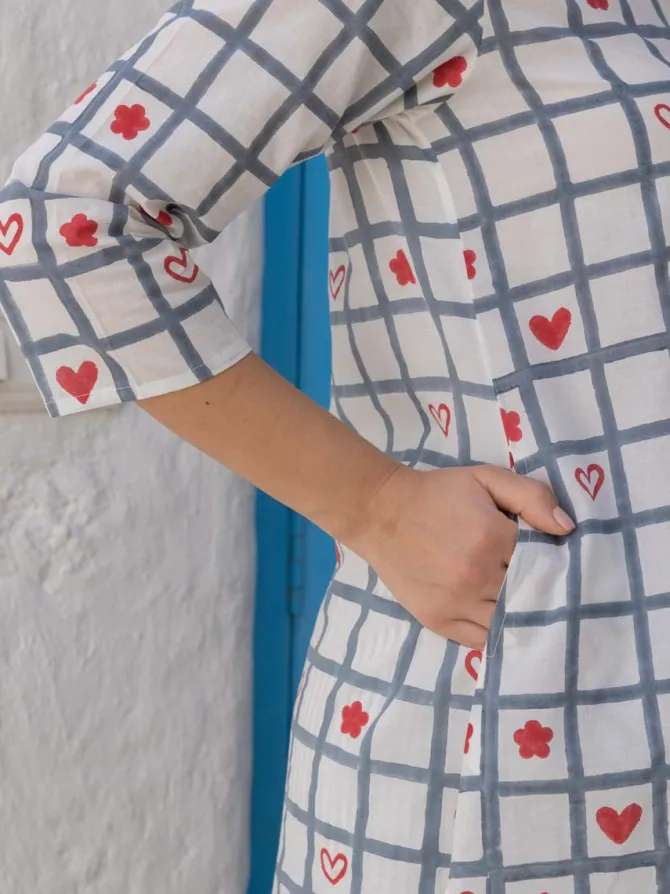 Nora Hand Block Cotton Kurta