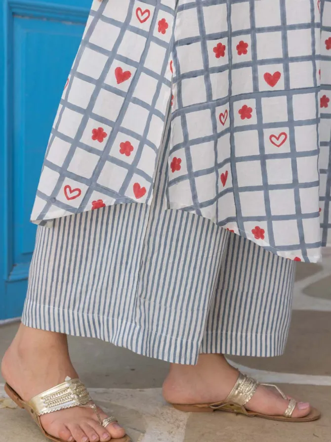 Nora Hand Block Cotton Kurta