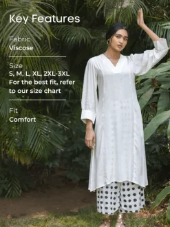 Olivia Solid White Long Kurta