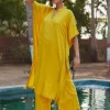 One Day Solid Yellow Kaftan Kurta