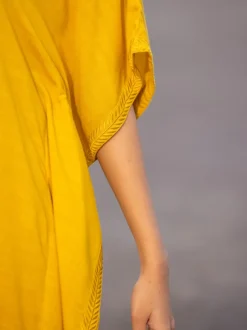 One Day Solid Yellow Kaftan Kurta