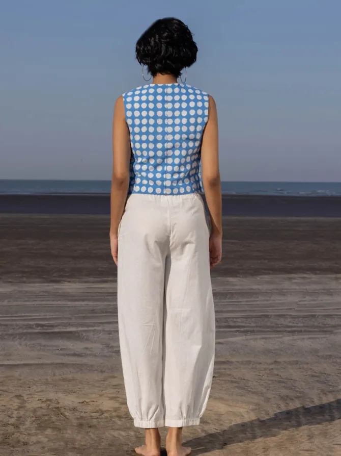 Oxford Blue Polka Cotton Waistcoat