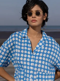 Pacific Blue Polka Modal Shirt Top