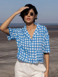 Pacific Blue Polka Modal Shirt Top