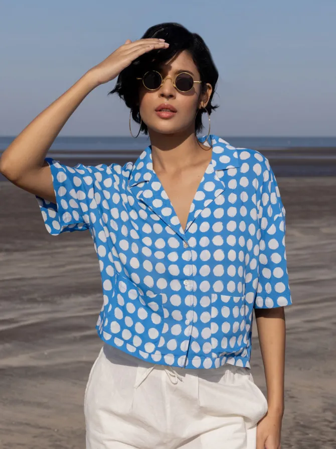 Pacific Blue Polka Modal Shirt Top