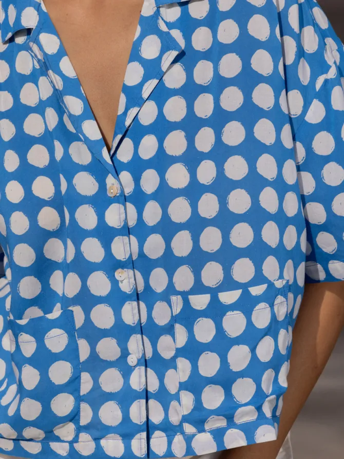 Pacific Blue Polka Modal Shirt Top