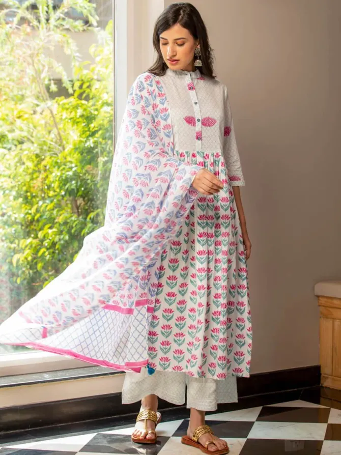 Padmaja Block Printed Cotton Dupatta