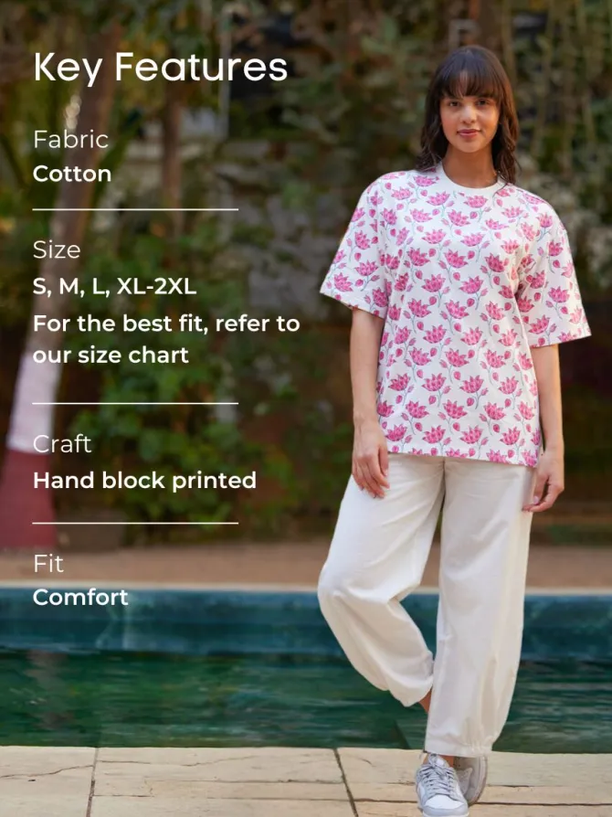 Padmaja Hand Block Printed Comfort Fit T-shirt