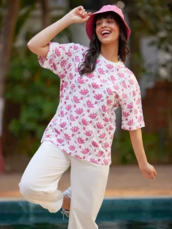 Padmaja Hand Block Printed Comfort Fit T-shirt