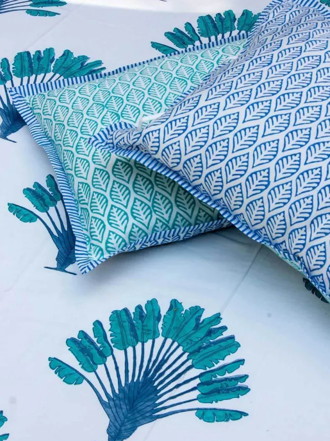 Palm Block Printed Cotton Bedsheet