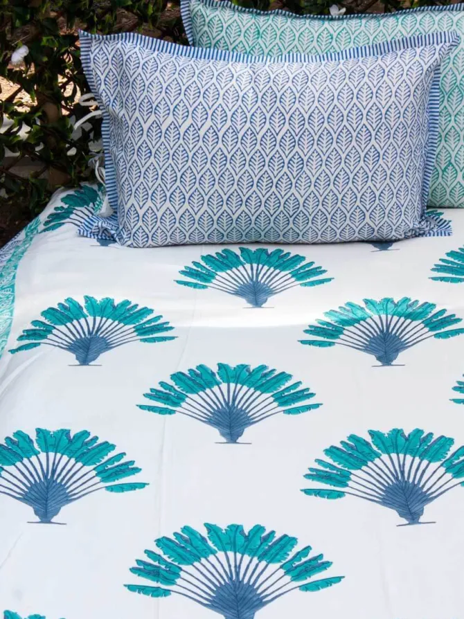 Palm Block Printed Cotton Bedsheet
