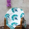 Palm Block Printed Waffle Bath Towel