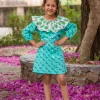 Parakeet Everyday Organic Cotton Block Printed Teacup Collar Dress