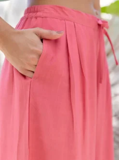 Peach Solid Pink Palazzo Pants