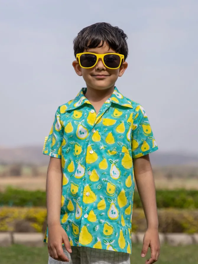 Pear Organic Cotton Block Printed Shirt