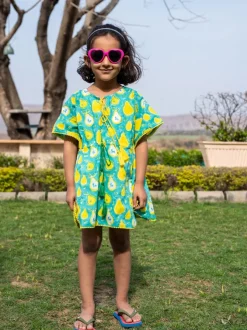 Pear Organic Cotton Block Printed Kaftan for Kids