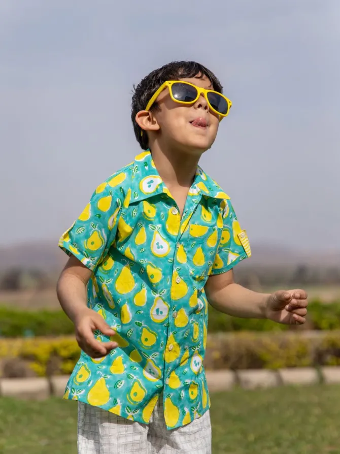 Pear Organic Cotton Block Printed Shirt