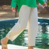 Pearl White Cotton Pleated Pants