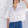 Pearl White Slub Shirt Top - Comfort Fit