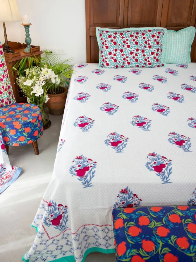 Pinar Block Printed Cotton Bedsheet