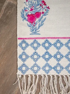 Pinar Block Printed Cotton Dhurrie Rug