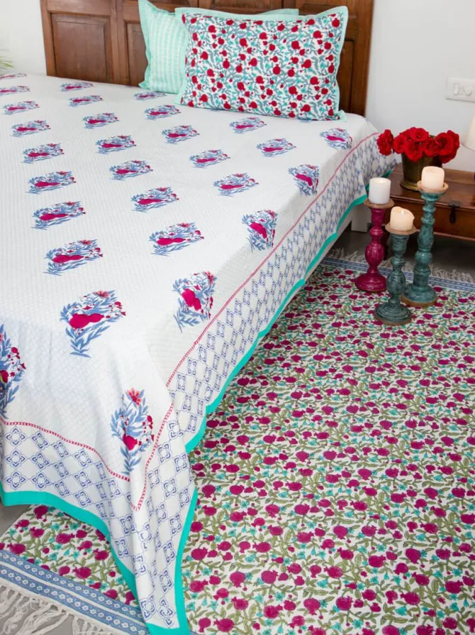 Pinar Block Printed Cotton Bedsheet