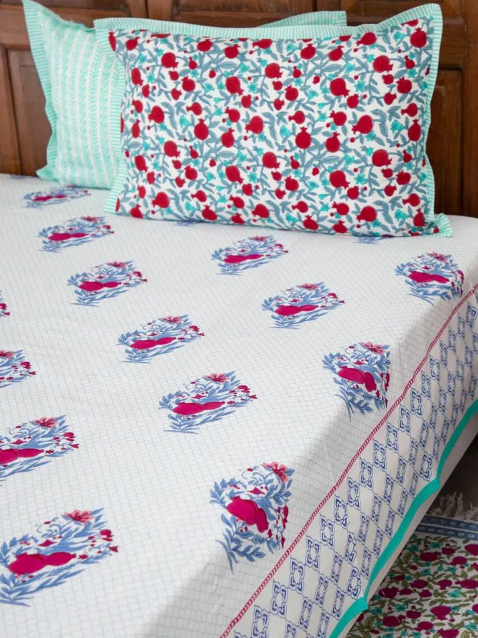 Pinar Block Printed Cotton Bedsheet