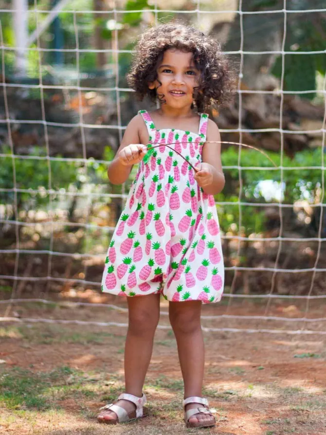Pineapple Crush Organic Cotton Block Printed Romper