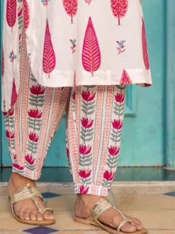 Pink Cypress Hand Block Print Cotton Kurta