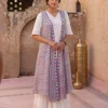 Pink Floral Block Printed Modal Silk Cape