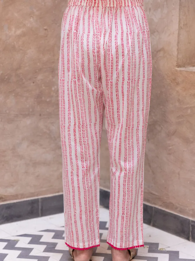 Pink Floral Cotton Trousers