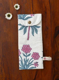 Pink Garden Cotton Toothbrush/ Straw Holder