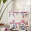 Pink Garden Cotton Travel Pouch